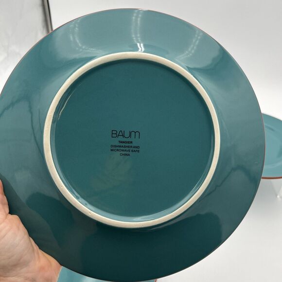 SOLD OUT Qty 1 Plate Baum Tangier (Turquoise/Orange) - Dinner Plate - 11" - Picture 10 of 10